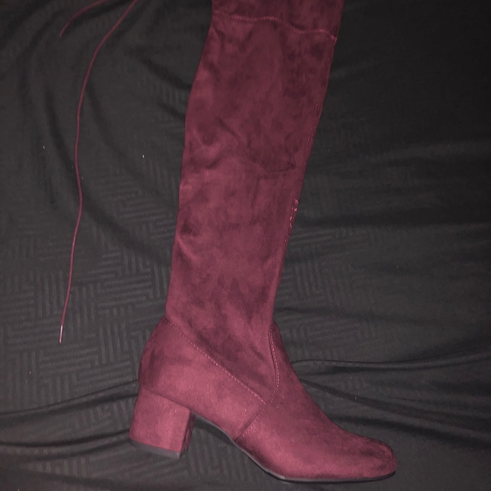 Maroon thigh highs